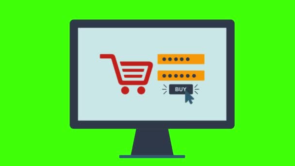 Concetto Shopping Online Illustrazione — Video Stock