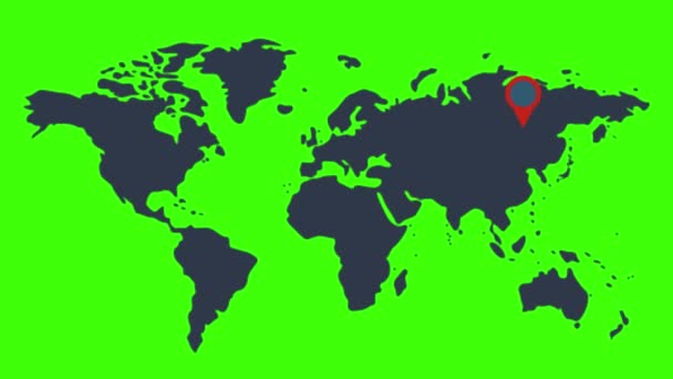 World Map Isolated Green Background — Stock Video