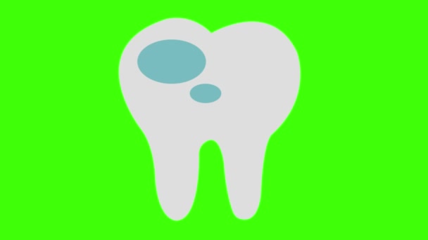 Zahn Isoliert Auf Grünem Hintergrund — Stockvideo
