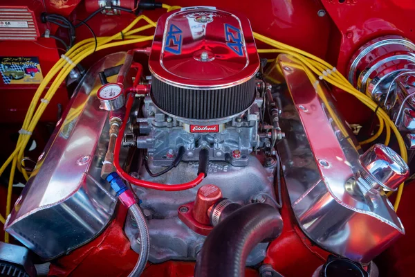 Close Van Een Rood Witte Foto Van Een Motorfiets — Stockfoto