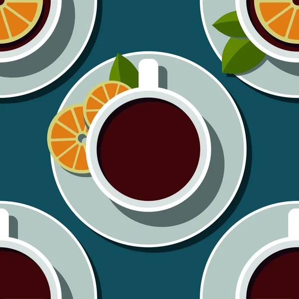 Taza Café Con Rodajas Limón Ilustración Vectorial — Vector de stock