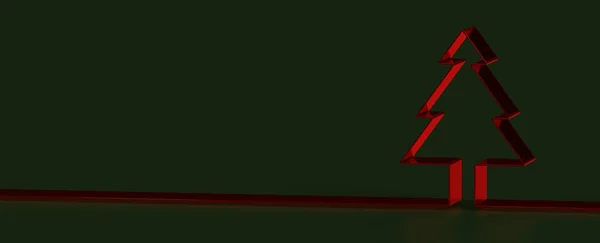 Rendering Red Christmas Tree Dark Green Background — Φωτογραφία Αρχείου