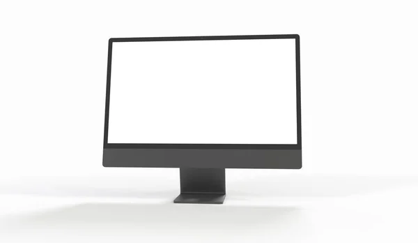 Uma Renderização Mock Exibição Computador Com Uma Tela Branca Branco — Fotografia de Stock