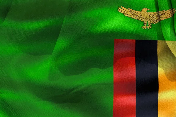 Illustratie Van Een Zambia Vlag Realistische Zwaaiende Stof Vlag — Stockfoto
