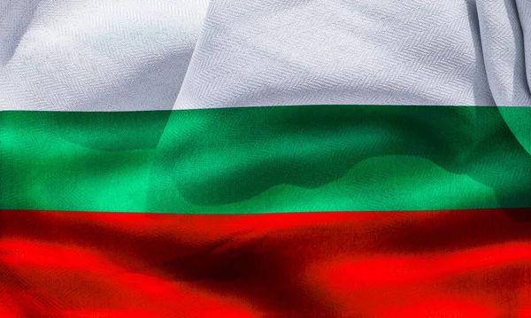 Illustration Realistic Waving Fabric Flag Bulgaria Background Wallpaper — стоковое фото