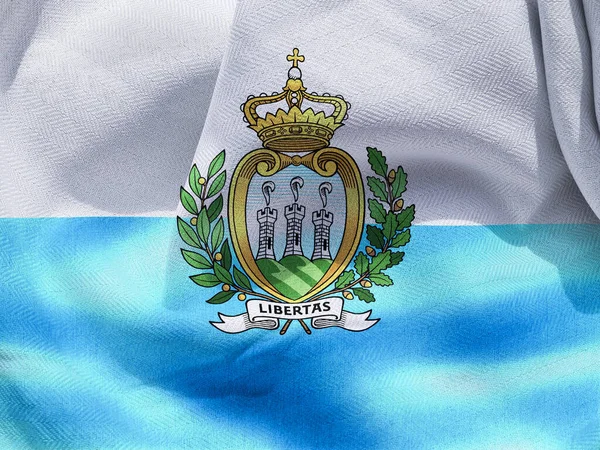 Ilustración Una Bandera San Marino Bandera Tela Ondeante Realista — Foto de Stock