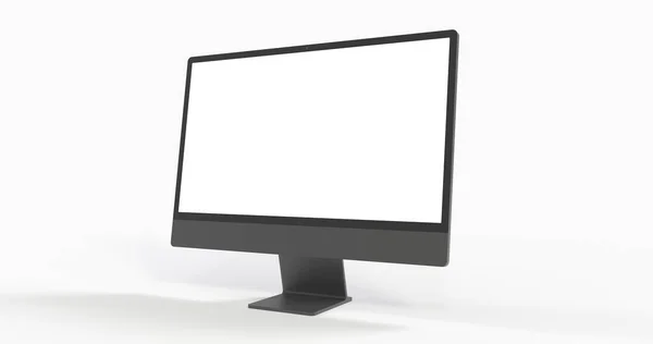 Boş Beyaz Ekran Ile Bir Bilgisayarın Boyutlu Görüntülemesi — Stok fotoğraf
