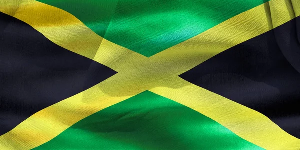 Illustration Realistic Waving Fabric Flag Jamaica Background Wallpaper — Stok fotoğraf