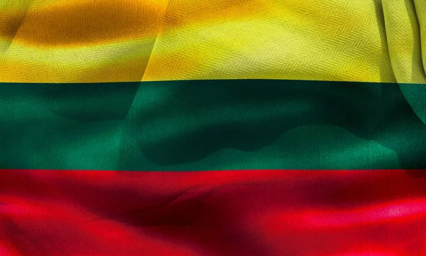 Illustration Realistic Waving Fabric Flag Lithuania Background Wallpaper — Zdjęcie stockowe