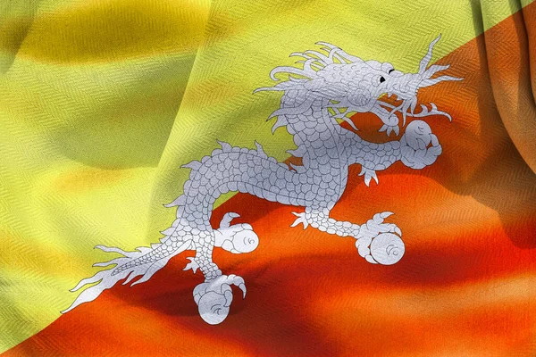 Illustration Realistic Waving Fabric Flag Bhutan Background Wallpaper — Fotografia de Stock