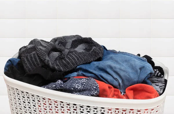 Clothes Plastic Laundry Basket Isolated Background — Foto de Stock