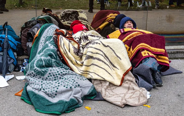 Protesty Horníků Jejich Práva Před Vládou Federace Bosny Hercegoviny Sarajevu — Stock fotografie