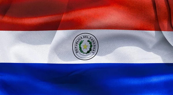 Μια Τρισδιάστατη Απεικόνιση Της Ρεαλιστικής Κυματιστή Υφασμάτινης Σημαίας Της Παραγουάης — Φωτογραφία Αρχείου