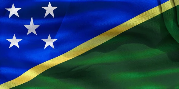 Illustration Realistic Waving Fabric Flag Solomon Islands Background Wallpaper — Stockfoto