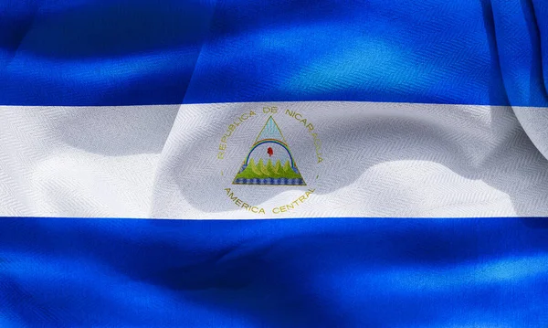 Illustration Realistic Waving Fabric Flag Nicaragua Background Wallpaper — Stock Fotó