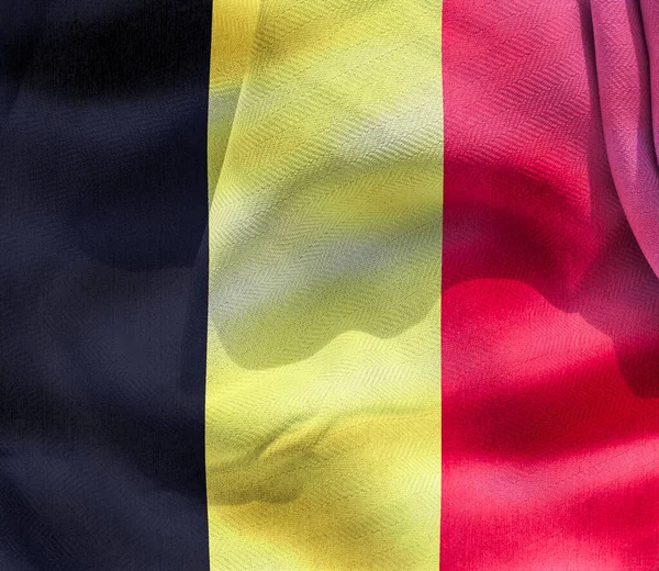 Μια Τρισδιάστατη Απεικόνιση Του Ρεαλιστικού Κυματίζει Σημαία Ύφασμα Του Βελγίου — Φωτογραφία Αρχείου