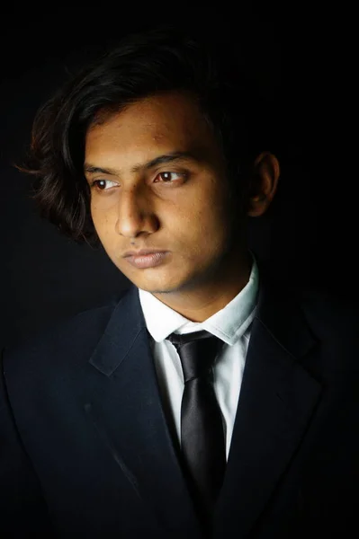 Handsome Man Wearing Black Suit Tie — Stock Photo, Image