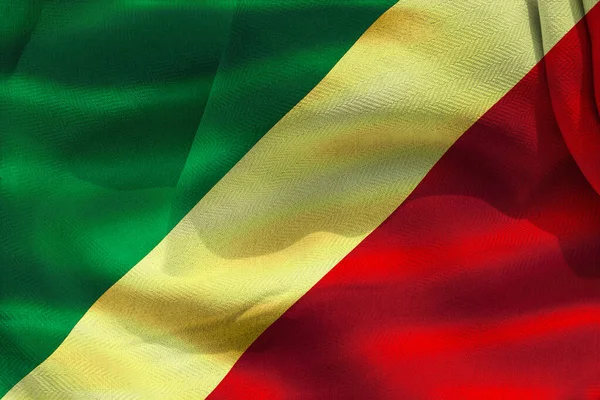 Illustration Realistic Waving Fabric Flag Republic Congo Flag — Zdjęcie stockowe
