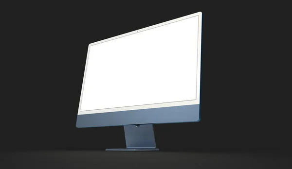 Rendering Computer Display Mock Blank White Screen — Stock Photo, Image