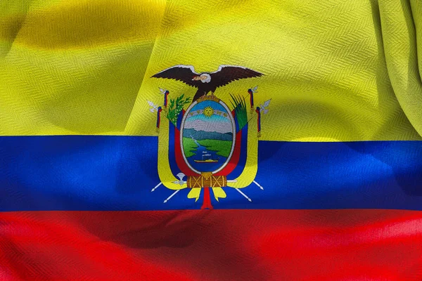 Illustration Realistic Waving Fabric Flag Ecuador Background Wallpaper — Stockfoto