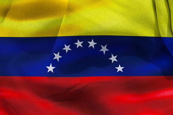 Illustratie Van Een Venezuela Vlag Realistische Zwaaiende Stof Vlag — Stockfoto