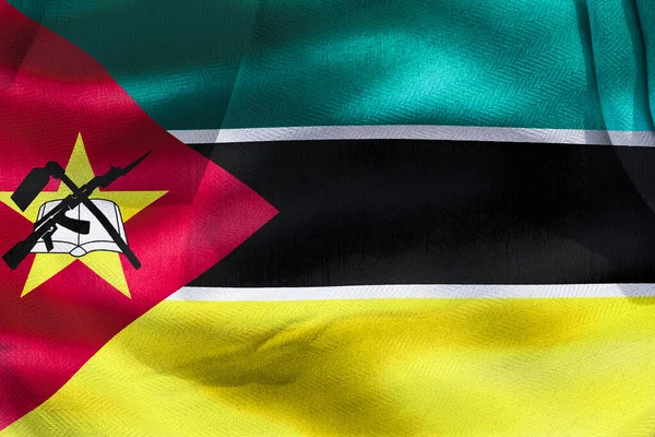 Illustration Realistic Waving Fabric Flag Mozambique Background Wallpaper — Stockfoto