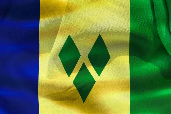Illustration Saint Vincent Flag Realistic Waving Fabric Flag — Stock Photo, Image