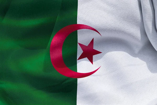 Illustration Realistic Waving Fabric Flag Algeria Background Wallpaper — Stock Fotó
