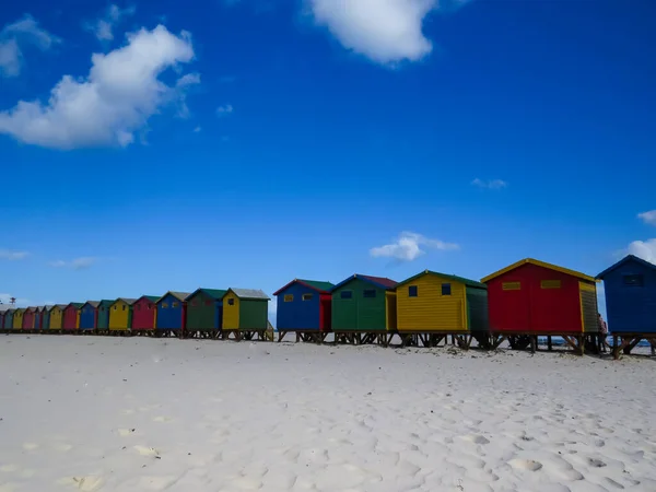 Colorful Beach Huts Sea Coast — Stock Photo, Image