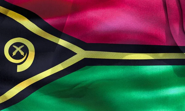 Illustration Vanuatu Flag Realistic Waving Fabric Flag — Stock Photo, Image