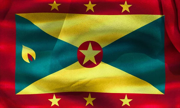 Illustration Realistic Waving Fabric Flag Grenada Background Wallpaper — Stock Fotó