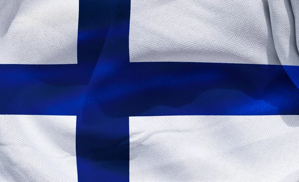 Illustration Realistic Waving Fabric Flag Finland Background Wallpaper —  Fotos de Stock