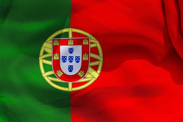 Illustration Realistic Waving Fabric Flag Portugal Background Wallpaper — Foto de Stock