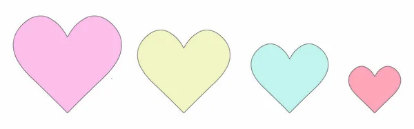 Conjunto Cuatro Corazones Aislados Sobre Fondo Blanco — Vector de stock