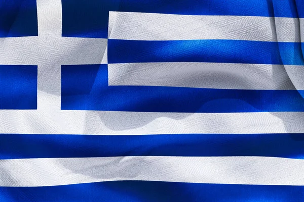 Illustration Realistic Waving Fabric Flag Greece Background Wallpaper —  Fotos de Stock