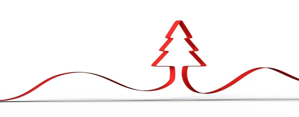 Rendering Red Christmas Tree Blank White Background — Stok fotoğraf