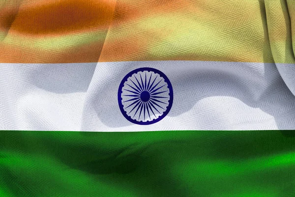 Illustration Realistic Waving Fabric Flag India Background Wallpaper — стокове фото