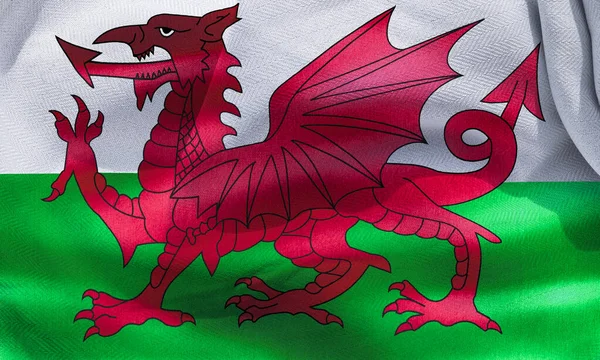 Illustration Realistic Waving Fabric Flag Wales Background Wallpaper — Stockfoto