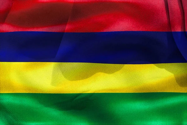 Illustration Realistic Waving Fabric Flag Mauritius Background Wallpaper — ストック写真