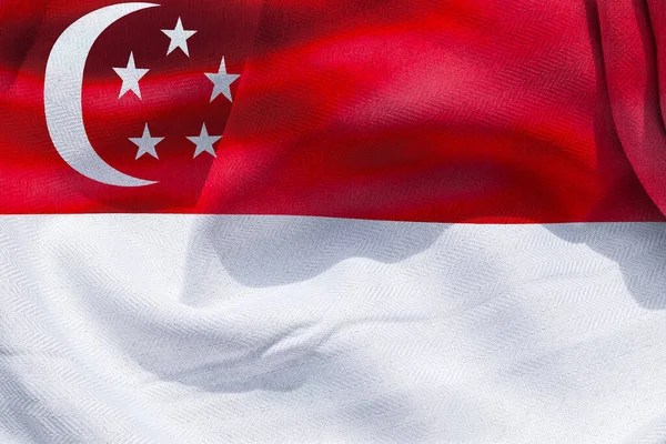 Illustration Realistic Waving Fabric Flag Singapore Background Wallpaper — 스톡 사진