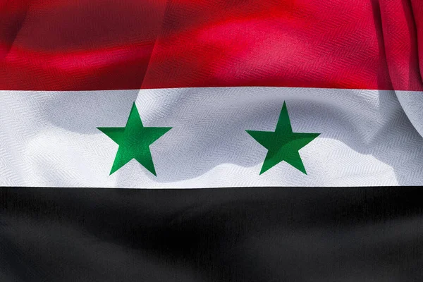 Illustration Syria Flag Realistic Waving Fabric Flag — Stock Photo, Image