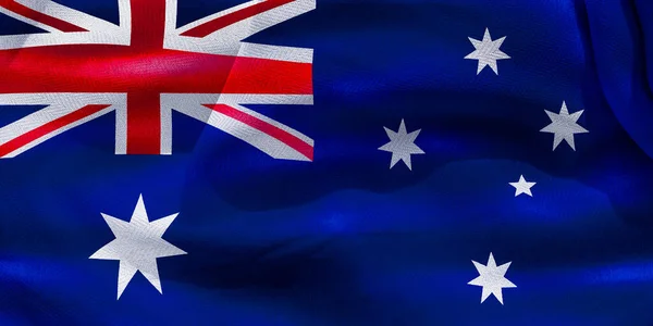 Illustration Realistic Waving Fabric Flag Australia Background Wallpaper — 图库照片