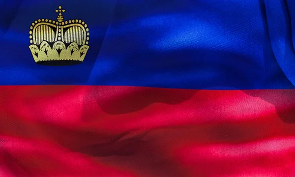 Illustration Realistic Waving Fabric Flag Liechtenstein Background Wallpaper — Stockfoto