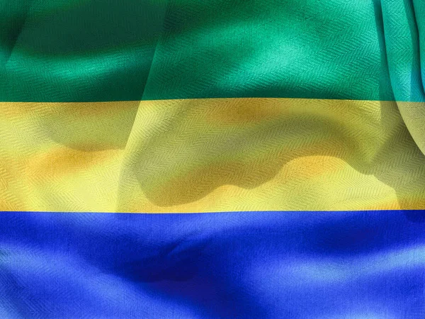 Illustration Realistic Waving Fabric Flag Gabon Background Wallpaper —  Fotos de Stock