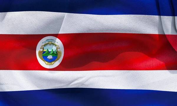 Illustration Realistic Waving Fabric Flag Costa Rica Background Wallpaper — Fotografia de Stock