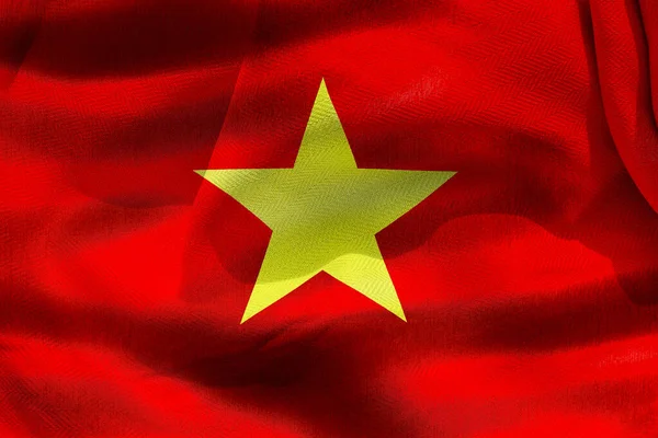 Ilustración Una Bandera Vietnam Bandera Tela Ondeante Realista —  Fotos de Stock