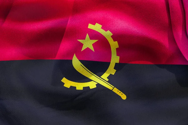 Illustration Realistic Waving Fabric Flag Angola Background Wallpaper — Stockfoto