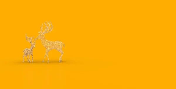 Illustration Two Golden Deer Yellow — ストック写真