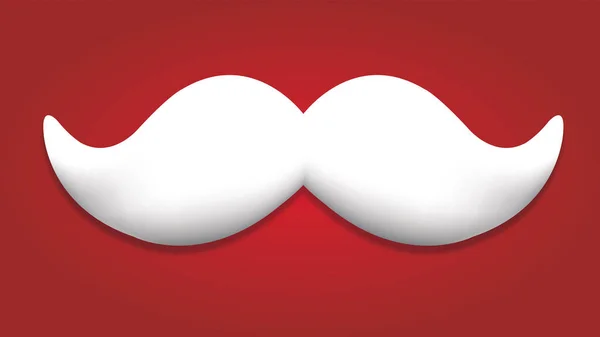 Icon White Mustache Red Background — Stock Photo, Image