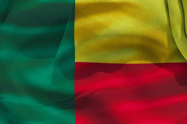 Illustration Realistic Waving Fabric Flag Benin Background Wallpaper — Zdjęcie stockowe